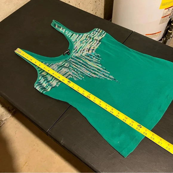 Express Tank Top Shirt Size Large Sequin Front Sexy Bright Bold Green 80s Y2K - Picture 7 of 7